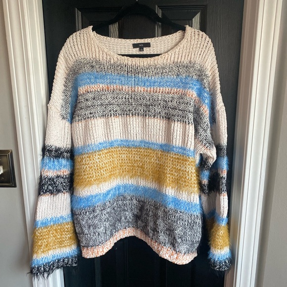Fate Chunky Oversized Striped Fuzzy Sweater-Size L - Picture 2 of 7